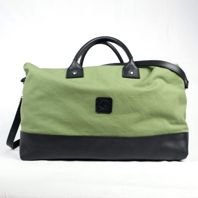 Leather and canvas travel bag