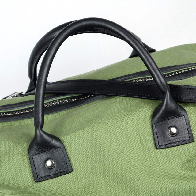 Leather and canvas travel bag